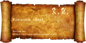 Korcsok Ubul névjegykártya